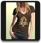 Women's deep v-neck- fine jersey t-shirt- Motiv:Apokalypse-Braun- M, L, XL