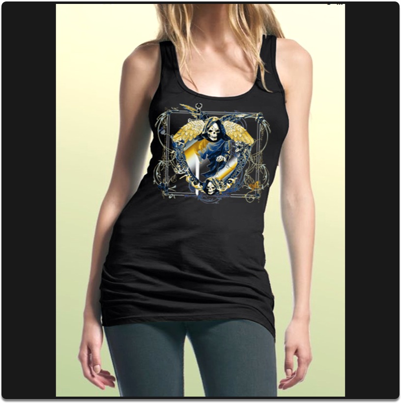 Women's extra-fine jersey tunic tank- Schwarz -L,XL