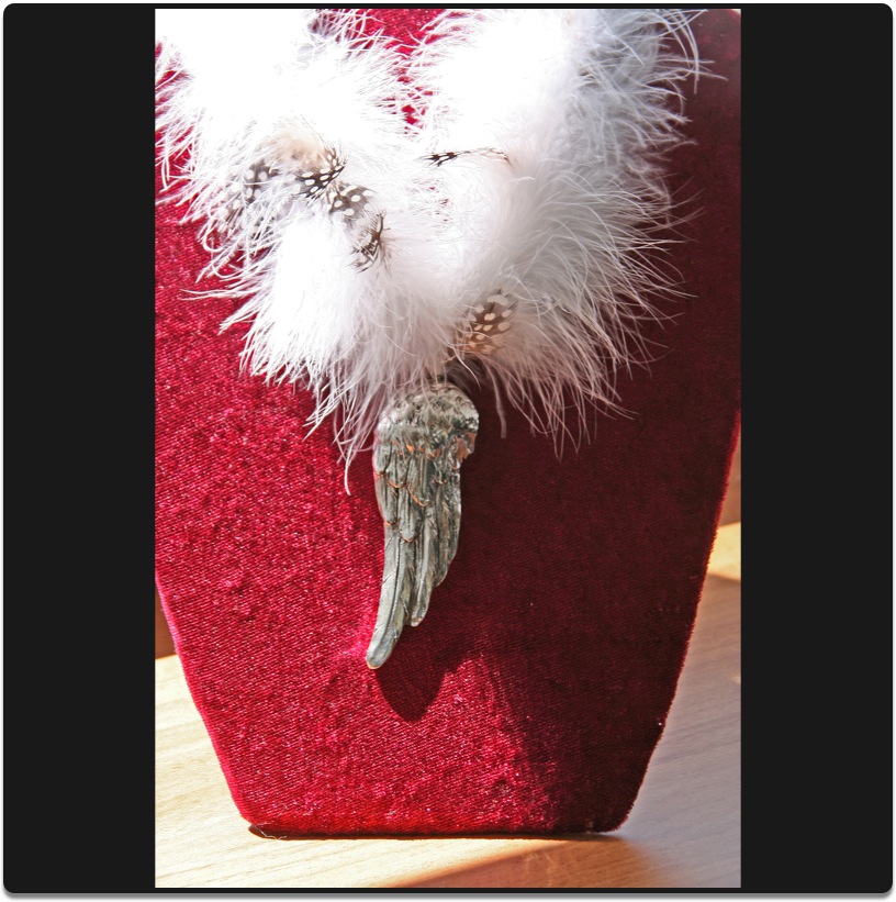 Federkette mit Engelfl&uuml;gel/Metall-Silber/ Details